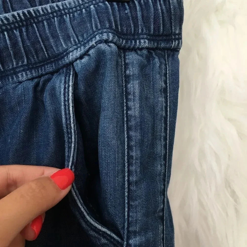 EXPRESS Chambray High Waist Drawstring Joggers - Picture 3 of 5